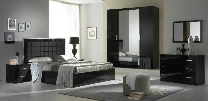 Ontwerp slaapkamer 6-delig. Complete slaapkamerset Bed Nachtkastje Commode Nieuw