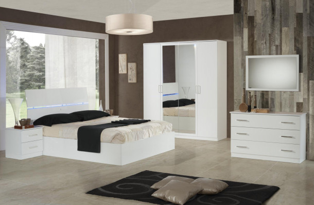 Ontwerp slaapkamer 6-delig Complete set Bed Nachtkastje Commode Spiegel Hout