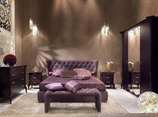 Slaapkamer Set Garnituur Bed 2x Nachtkastjes Kruk 3-dlg. Chesterfield Compleet