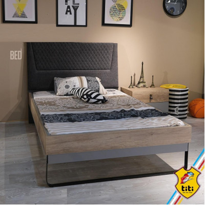 Bed tienerkamer kinderkamer ontwerp meubels bedden slaapkamer bruin