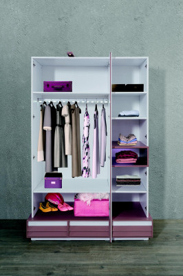 Kinderkamer Jeugdkamer Houten kast Kinderkast 4-deurs Wit