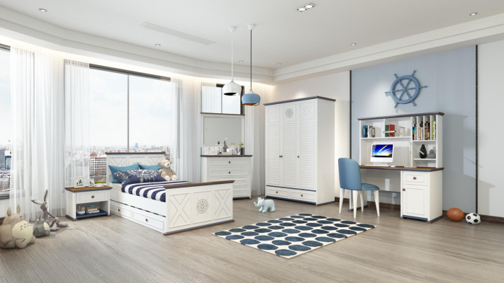 Luxe tienerkamer set bed nachtkastje kledingkast meubels 5-delig Nieuw
