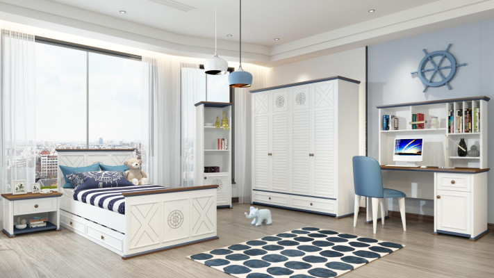 Luxe tienerkamer set bed nachtkastje kledingkast meubels 5-delig Nieuw