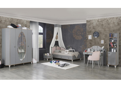 Kinderkamer meubels 5-delig set Ontwerp Bed Nachtkastje Kledingkast