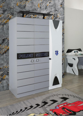 Kinderkamer tienerkamer set autoped kledingkast bureau 4 delen