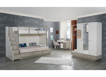 Kinderkamer Slaapkamer Set Houten Meubels Stapelbed Hoogslaper Tafel 3-delig