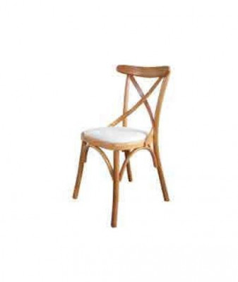 Een houten stoel met een zachte zitting en een ronde rug voor in uw eetkamer.