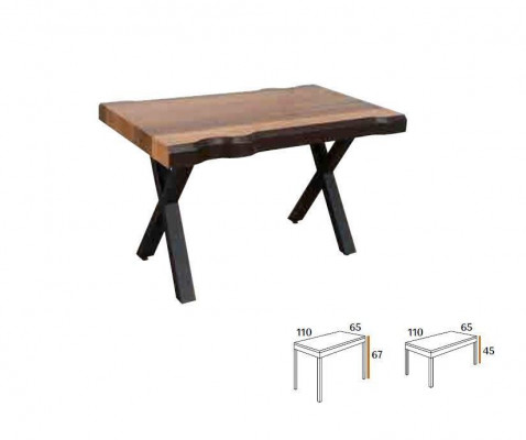 Houten salontafel op zwarte poten voor in uw woonkamer Origineel designmodel