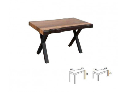 Houten salontafel op zwarte poten voor in uw woonkamer Origineel designmodel