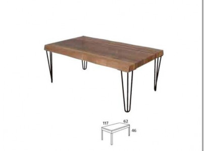 Houten salontafel op zwarte originele poten voor uw woonkamer.