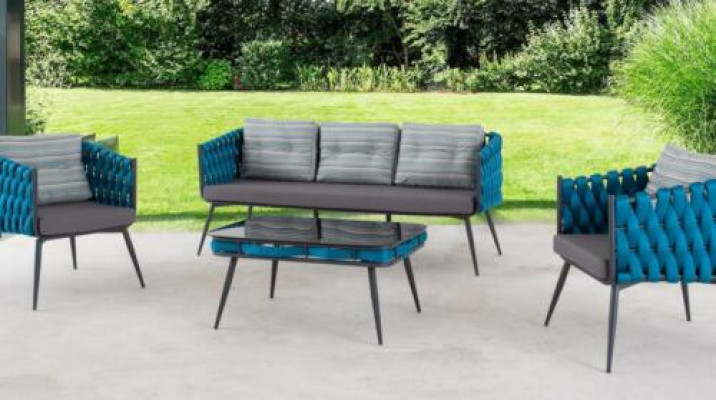 Terrassenset Luxe bankstel Driepersoonsbank Twee persoonsbank Salontafel