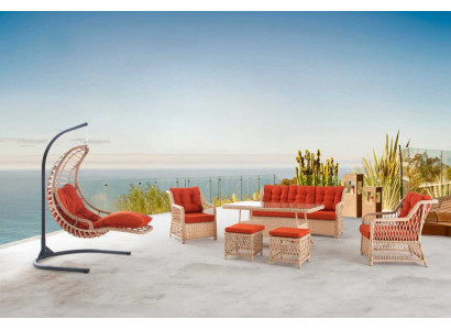 Sofa set tuinmeubilair tafel kruk fauteuil veranda loungeset 6-delig.