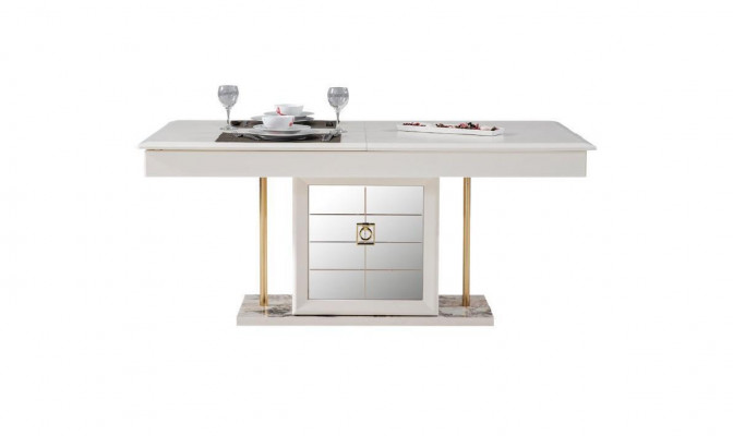 Compleet set eettafel 6x stoelen eetkamerset eetgroep houten tafel 9-delig