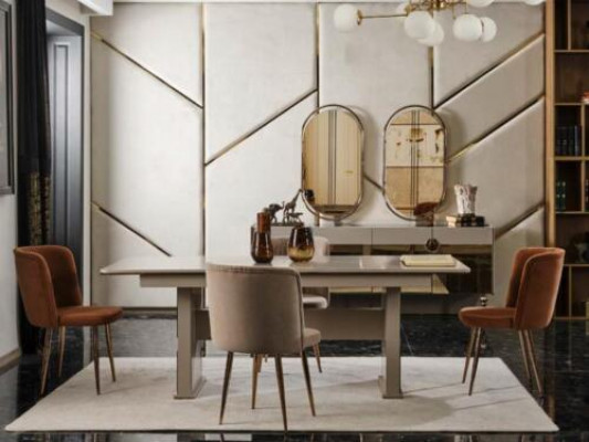 Compleet set eettafel 6x stoelen eetkamerset Ess edelstalen tafel 7dlg.