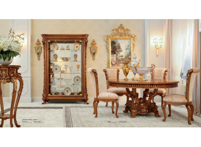 Garnituur Eetkamer Eettafel Stoel Vitrine Eetgroep Bruin Set 7-delig