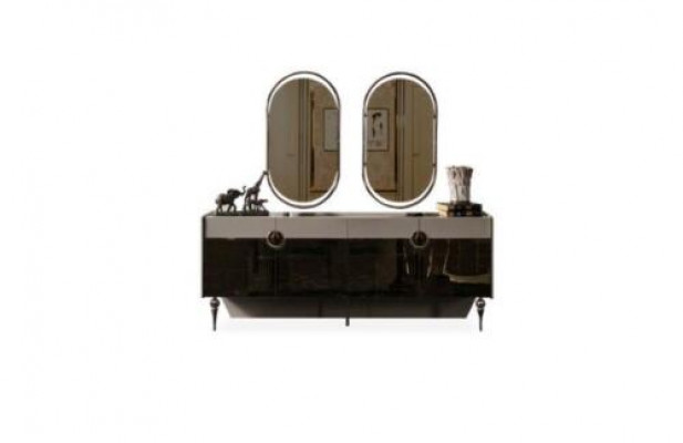 Dressoir met een grijze moderne commode in Italiaanse stijl.