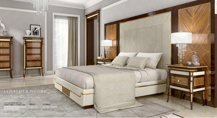 Garnituur Slaapkamer Tweepersoonsbed Bed Luxe Bruin Set 8-delig