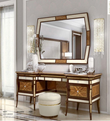 Garnituur Slaapkamer Tweepersoonsbed Bed Luxe Bruin Set 8-delig