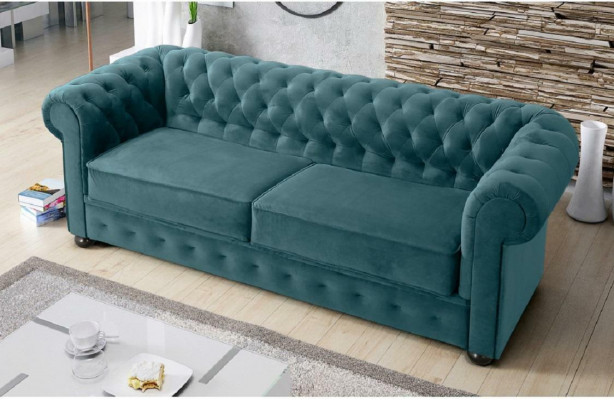 Design Bank Bank 3-zitter Bekleding Leer Grote Banken Textiel Chesterfield