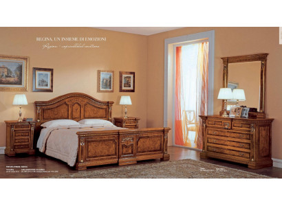 Slaapkamer dubbel bed set bed nachtkastjes dressoir spiegel set