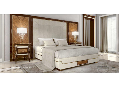 Slaapkamermeubelset Tweepersoonsbed Bed Luxe Bruin Groep Set 3-delig
