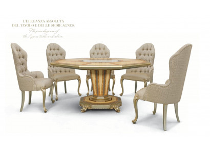 Garnituur Eetkamerset Eetkamer Eethoek Eettafel Stoel Set van 6 stuks Hout Luxe Beige