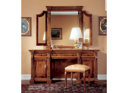 Kaptafels Kaptafel Commode Spiegel Hout Bruin Set Slaapkamer