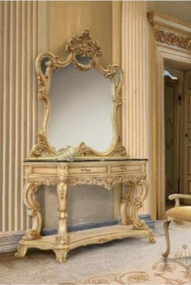 Set kaptafel spiegel console tafel set beige slaapkamer