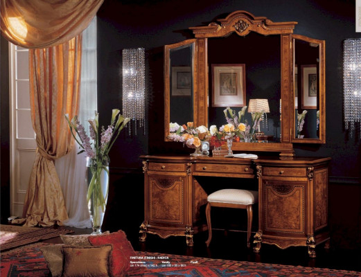 Kaptafel Kaptafel Spiegel Console Tafel Bruin Luxe Houten Meubelen