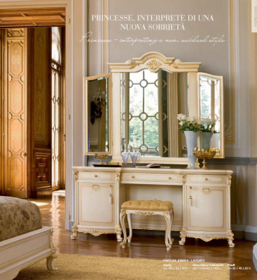 Kaptafel Spiegel Kaptafel Console Tafel Beige Luxe Hout Set