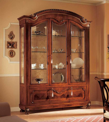 Vitrinekasten Vitrines Bruin Luxe Kast Woonkamer Hout Glas