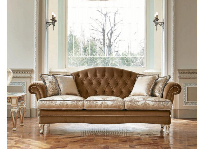 Driepersoonsbank 3-zits Chesterfield bankstellen Stof Luxe Bruin Barok