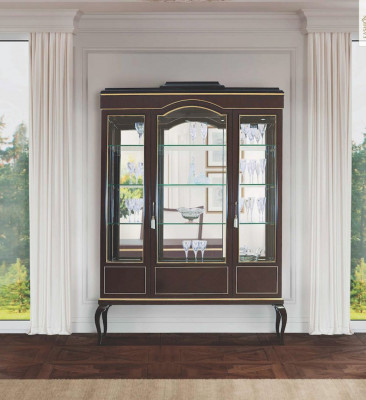 Vitrinekasten Vitrines Bruin Luxe Kast Hout Glas Woonkamer