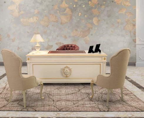 Luxe bureautafels van hout kantoor bureau stijl wit meubilair