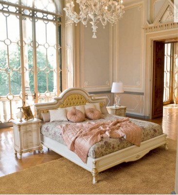 Bed Dubbelbed Chesterfield Luxe Stof Slaapkamer Beige Bedden