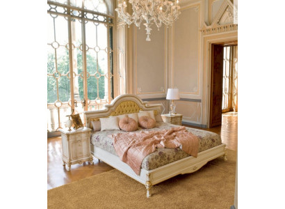 Bed Dubbelbed Chesterfield Luxe Stof Slaapkamer Beige Bedden