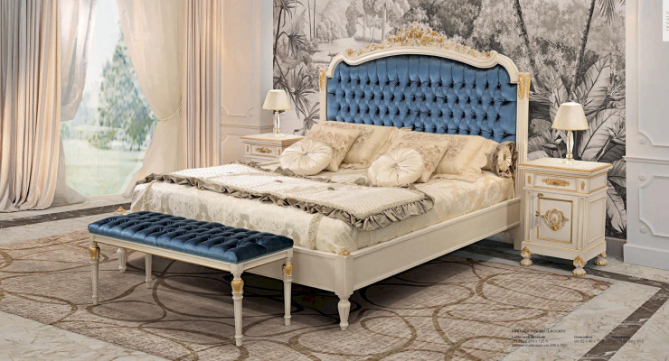 Chesterfield bed tweepersoonsbed luxe stof slaapkamer blauw Bedden