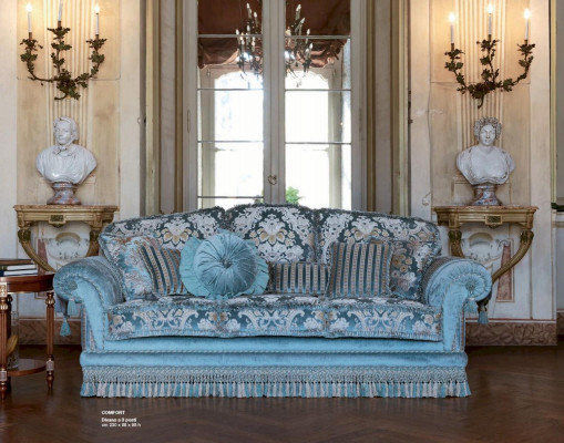 Driepersoonsbank 3-zitsbanken Stof Luxe Hout Woonkamermeubilair Blauw