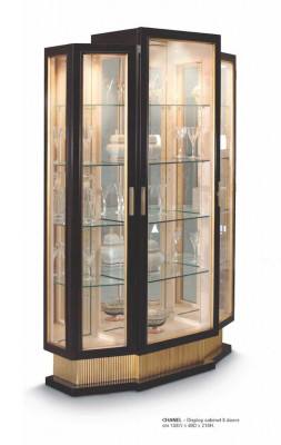 Vitrinekasten Vitrines Luxekast Woonkamer Hout Zwart Goud