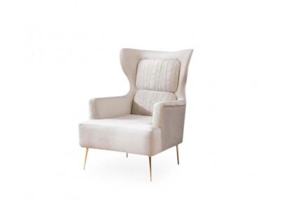 Fauteuil 1-zits bank van textiel stof bank gestoffeerde design meubels nieuw wit.