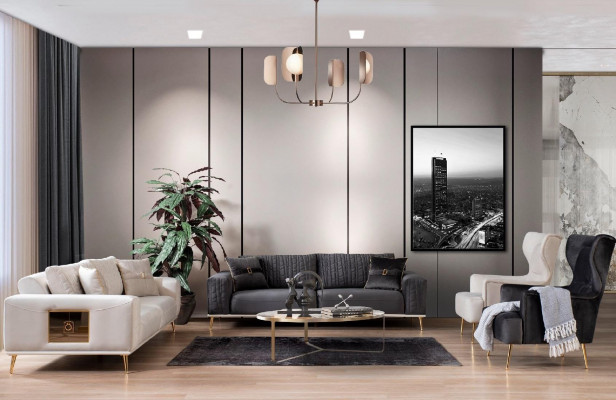 Fauteuil 1-zits bank van textiel stof bank gestoffeerde design meubels nieuw wit.