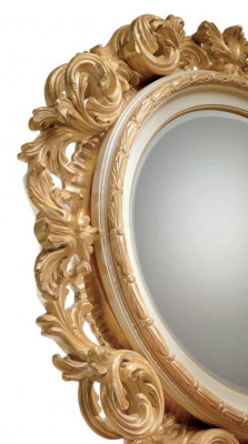 Wandspiegel Spiegel Luxus Holz Gold Barock Schlafzimmer Oval 154x127  Wandspiegel Spiegel Luxe Hout Goud Barok Slaapkamer Ovaal 154x127