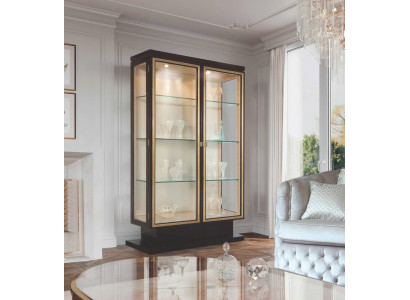 Vitrine kasten Vitrines Luxe kast Woonkamer Hout Glas Zwart