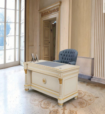 Elegante bureau tafels hout kantoor bureau stijl barok wit meubels