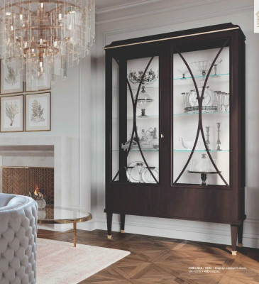 Vitrinekasten Bruin Vitrines Luxe Kast Hout Glas Woonkamer
