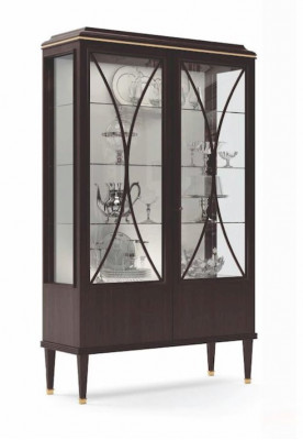 Vitrinekasten Bruin Vitrines Luxe Kast Hout Glas Woonkamer