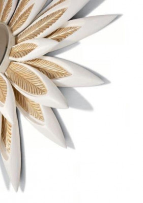 Wandspiegel Spiegel Bloem Rond Luxe Slaapkamer Goud Hout Modern