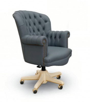 Draaistoel directiestoel fauteuil kantoor draaistoelen Chesterfield blauw luxe