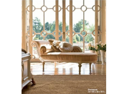 Chaiselongue Ligstoel Chaise Stof Bank Barok Luxe Beige Bekleding Club