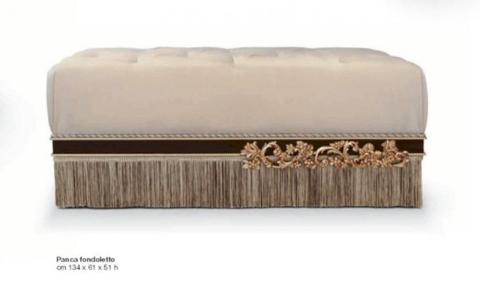 Chesterfield Poef Ottomaan Meubelkruk Bekleding Stof Beige Luxe